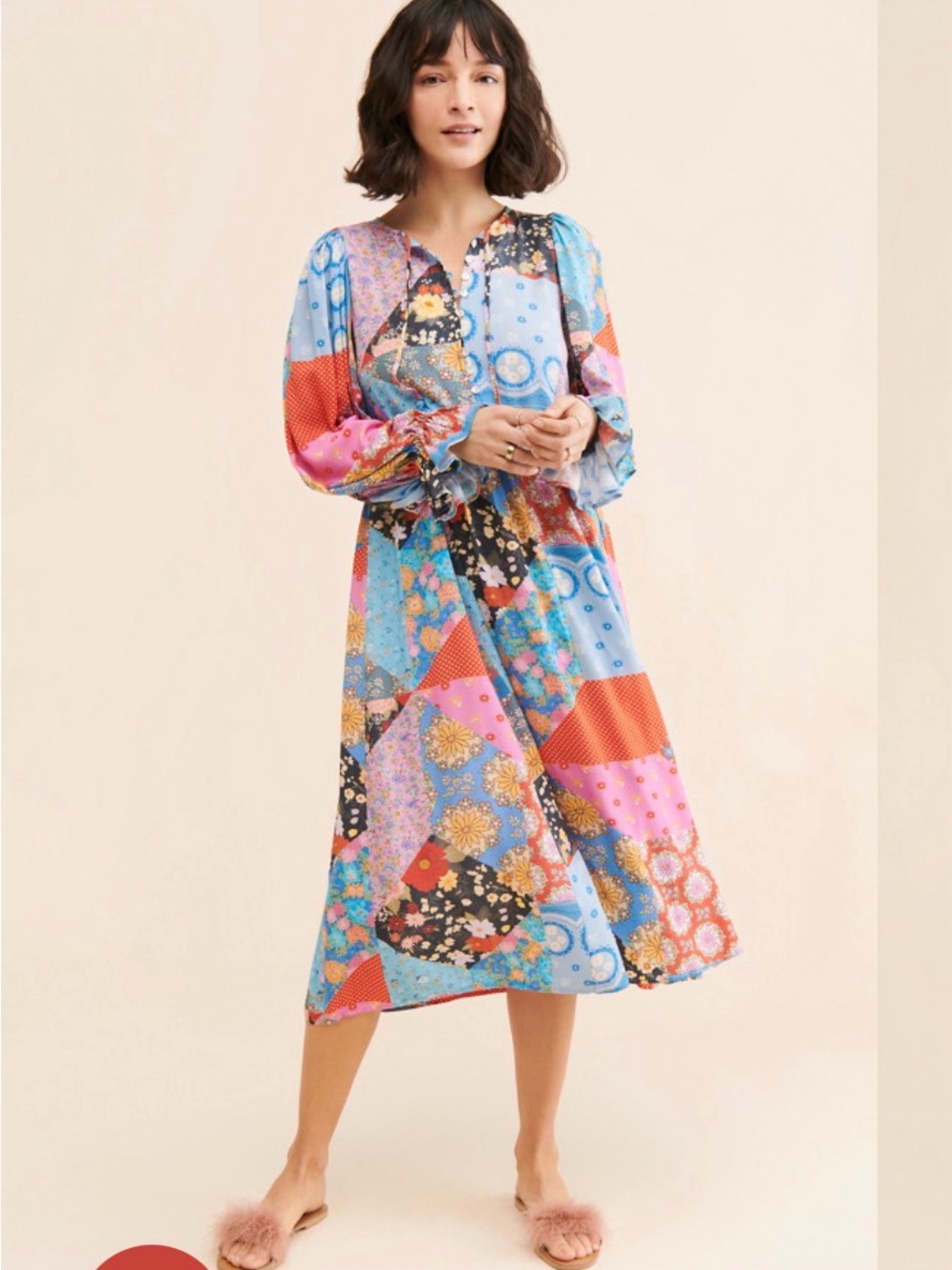 Spell Multicolor Patchwork Midi Dress
